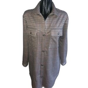 C By One Plaid Houndstooth Button-Up Shacket M